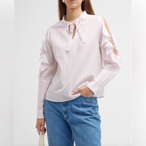 Harshman Indre Striped Cutout Blouse Large NWT